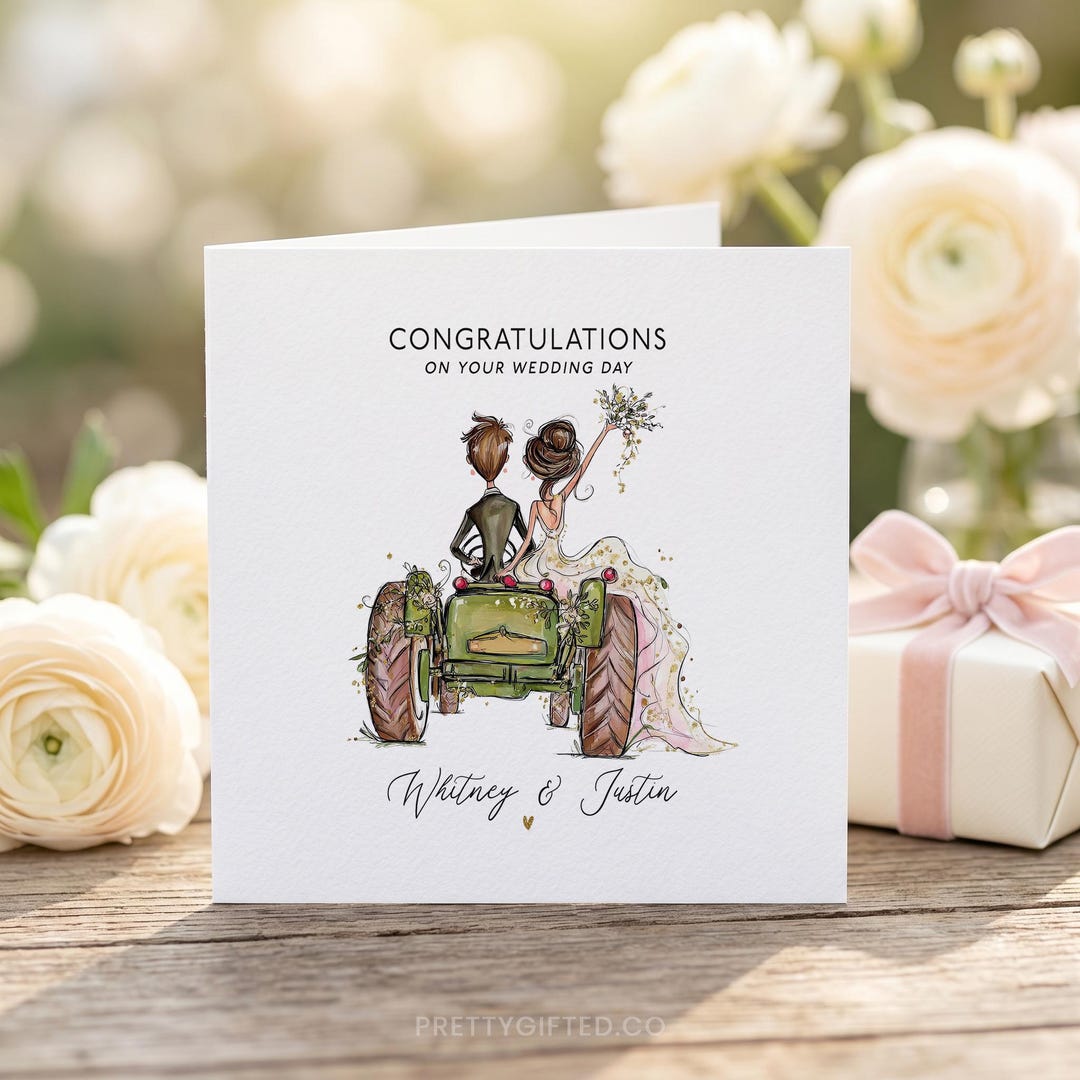 Farm Wedding Congratulations Card – Personalized Rustic Couple Card - Etsy