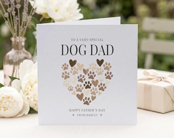 Dog Dad Father'S Day Card, Personalized Paw Print Gift From The Dog