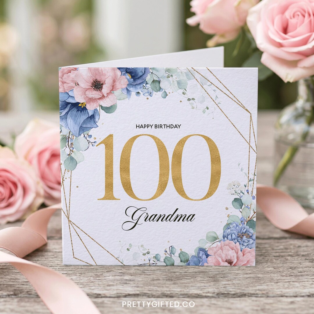 Personalized 100th Birthday Card, Custom Name Greeting, Elegant ...