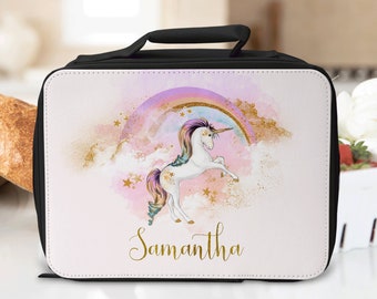 Personalized Rainbow Unicorn Lunch Box, Girls Cooler Bag For School, Customized Lunch Tote, Insulated Lunch Bag For The Office, ANY NAME
