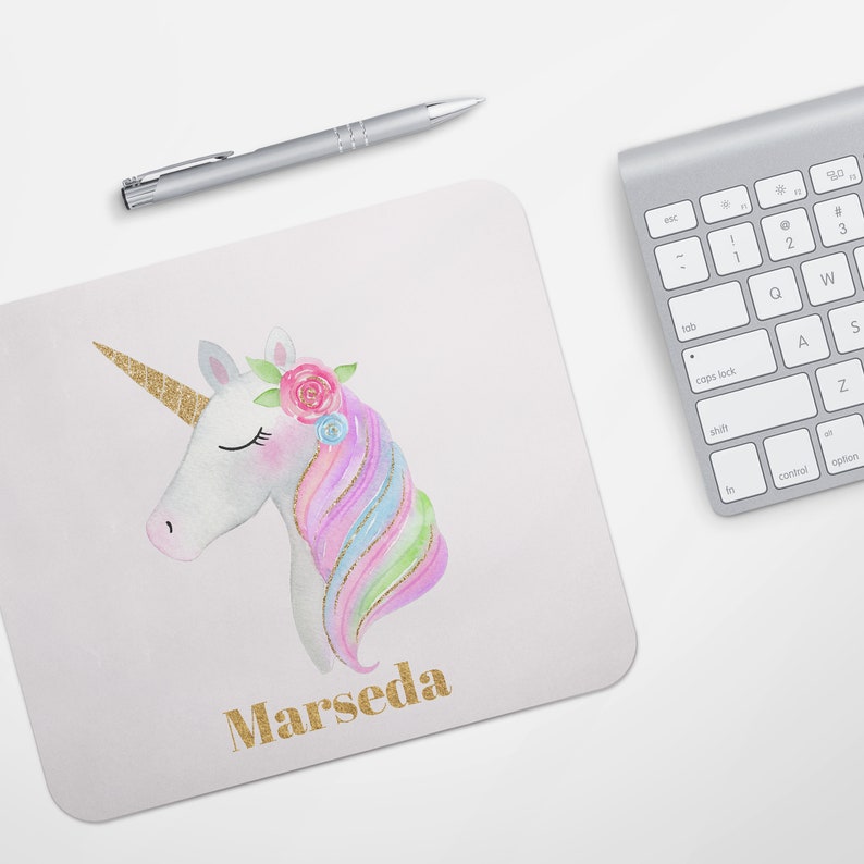 Personalized Unicorn Mouse Pad Desk Accessories Image 0