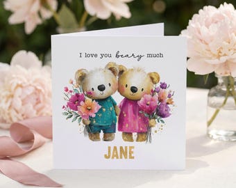 Bear Love Card Personalized | Cute Teddy Bear Card