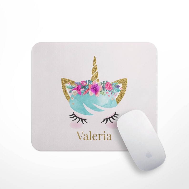 Pink Gold Unicorn Mouse Pad Desk Accessories Image 0