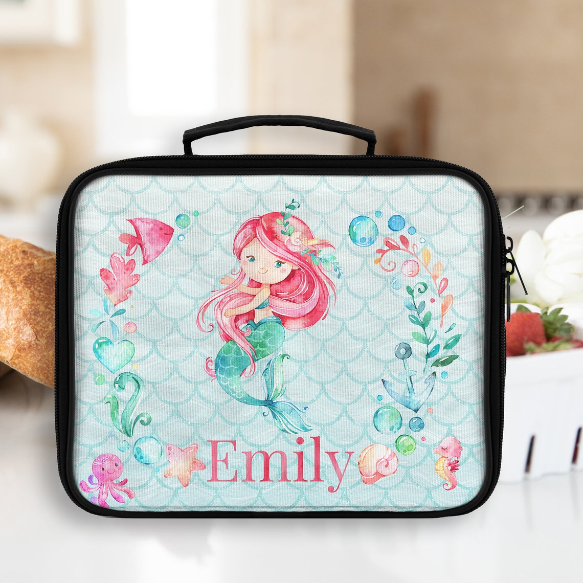 Mermaid Lunch Bag Little Mermaid Lunch Box Back To School Etsy