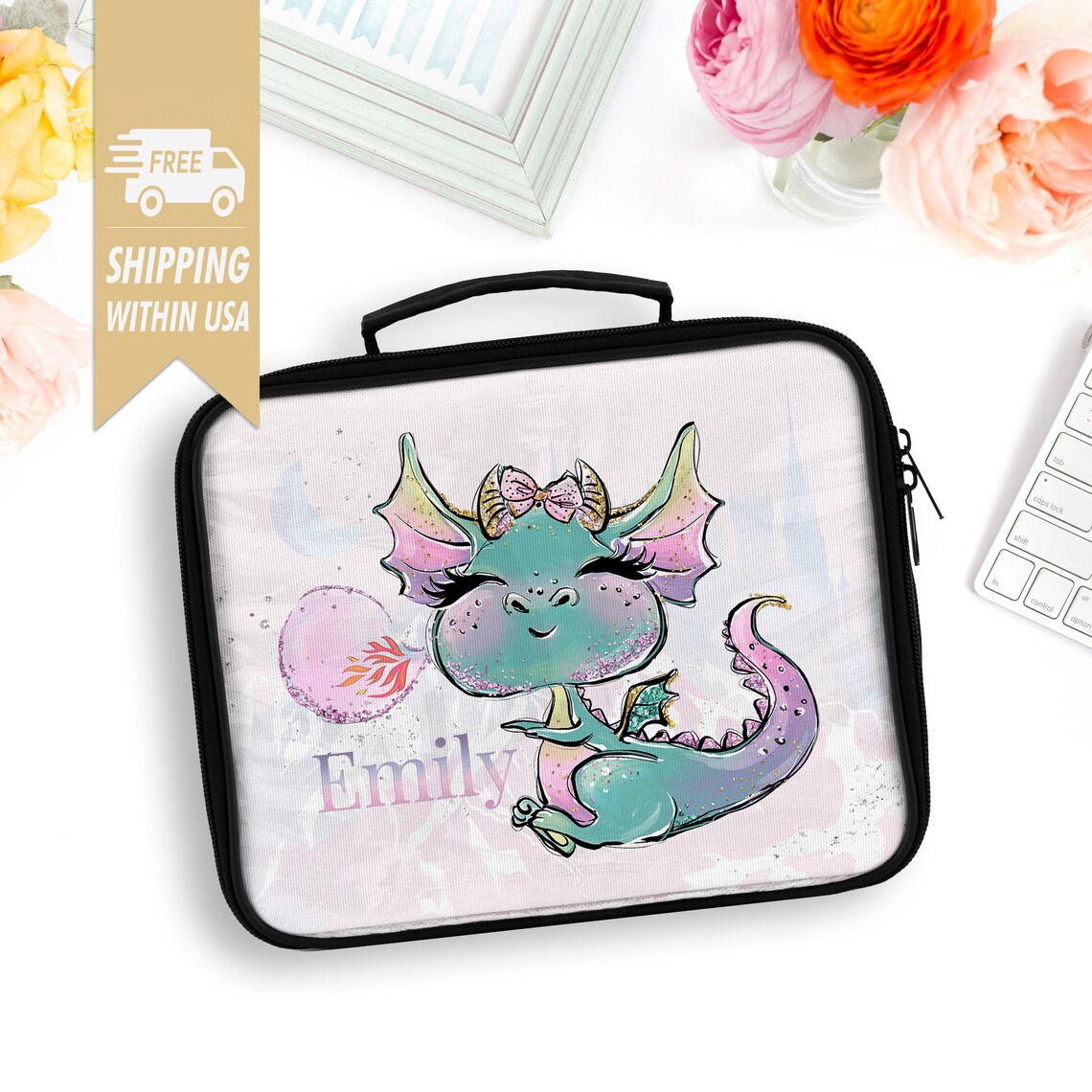 Dragon Lunch Bag Personalized Insulated Cooler Bag For Etsy