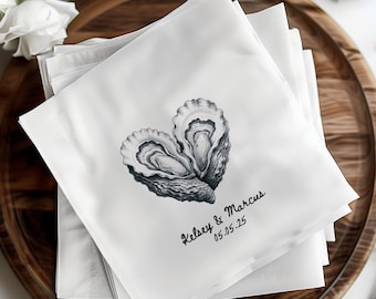 Oyster Wedding Cocktail Napkins, Custom Beverage Napkins, Personalized Party Decor, Nautical Wedding Supplies