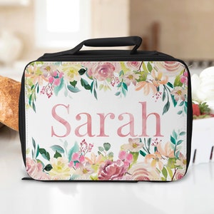Floral Lunch Tote, Floral Lunch Bag, Floral Lunch Box, Floral Insulated Lunch Bag, Personalized Floral Lunch Bag, Back To School, Lunchbox