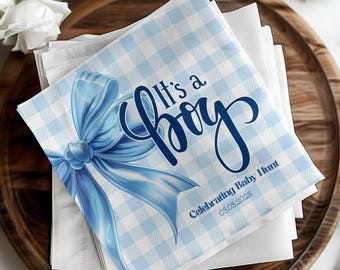 It's a Boy Napkins, Blue Baby Shower Napkins, Baby Boy Party Decor, Baby Shower Supplies, Gender Reveal Napkins, Party Napkins It's a Boy