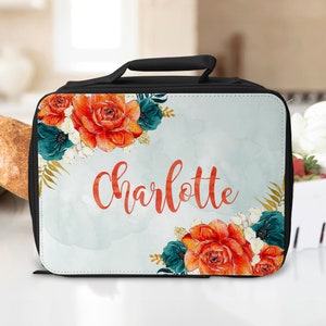 Personalized Lunch Bag For Women, Floral Insulated Lunch Tote, Monogrammed Teacher Appreciation Gift, Childens Lunchbox For School