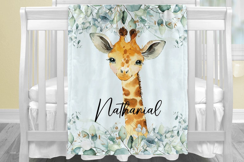 Watercolor Giraffe Blanket for Kids, Soft Floral Throw, Cute Animal Nursery Decor, Cozy Baby Shower Gift Idea, Unisex Bedroom Accessory image 6