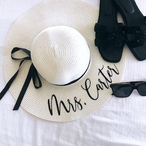 Personalized Floppy Beach Hat: Bride Honeymoon Gift