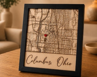 Custom City Map Wall Decor | Engraved Address Sign | Housewarming Gift