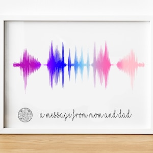 Personalized Sound Wave Photo, PLAYABLE QR CODE, his gift, her gift,Rainbow soundwave, Anniversary Gift, Gift for newlyweds, sound wave