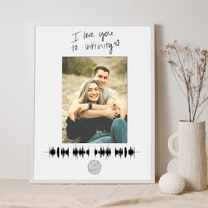 Hand written note,Personalized Photo Print, PLAYABLE QR CODE, her gift, Anniversary Gift, Gift for newlyweds, homecoming gift, father's day