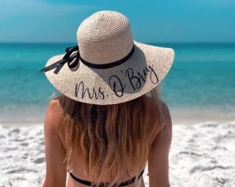 Honeymoon Beach Hat - Floppy Hat - Baby on Board - Personalized Floppy Hat - Personalized Bride Gift - Bridesmaid Gift - Bridal Party Hat