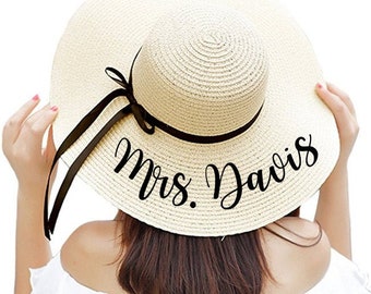 Personalized Bride Beach Hat: Floppy Sun Hat, Bachelorette Party Gift