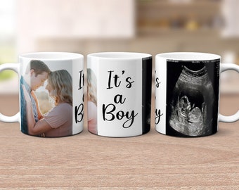 It's a boy mug, gender reveal mug, customized mug, sonogram mug, unique mug, Baby shower ideas, baby shower mug, baby mug, baby boy mug
