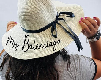 Floppy Beach Hat Personalized Bride Hat Floppy Hat with Name Custom Personalized Beach Hat Honeymoon Must Have Honeymoon Gifts