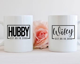 Gepersonaliseerde mokkenset vrouw en echtgenoot, huwelijkscadeau, jubileumcadeau