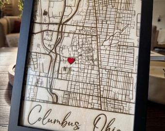 Laser Cut Map, Personalized Anniversary Gift, First Home, Where We Met