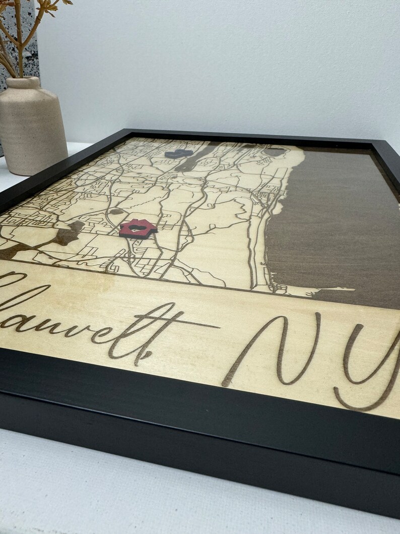City Map,Laser Cut Map, wood map, Our Home,where the heart is, custom map gift, laser engraved gifts, engraved map,Anniversary gift,map gift image 1
