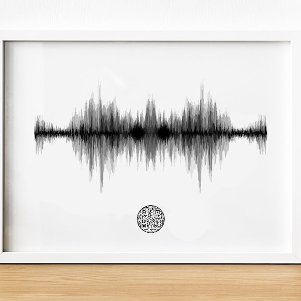 Personalized Sound Wave Photo Print, PLAYABLE QR CODE, her gift, Anniversary Gift, homecoming gift, father's day, summer gift, minimalist