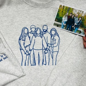 Custom Portrait from Photo Sweatshirt, Embroidered Custom Sweatshirt, Couples Portrait, Personalized Gift, Custom Gifts, Family Portrait, image 4