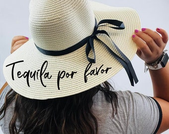 Personalized Floppy Straw Hat: Bridal Party Gift, Honeymoon Beach Hat
