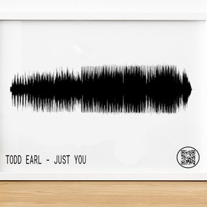 Personalized Sound Wave Photo Print, PLAYABLE QR CODE, his gift, her gift, Anniversary Gift, i love you daddy, grandparents gift, sound wave