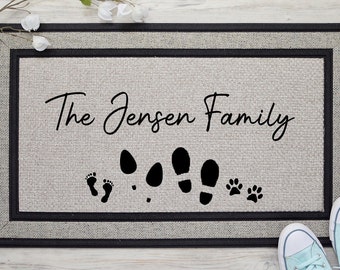 Personalized Family Name Doormat, Custom Welcome Mat