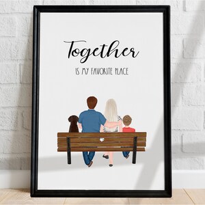 Together is my favorite place,Better together,pet illustration,framed print, personalized gift, anniversary gift, family portrait