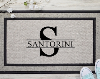 Monogram custom family last name doormat welcome mat - 18"x30", Personalized wedding housewarming gift