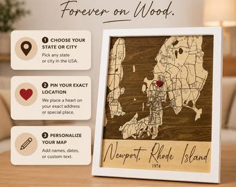 Custom Wooden City Map Art | Laser Engraved Home Gifts Wood Keepsake