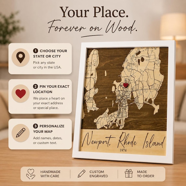 Custom Wooden City Map Art | Laser Engraved Home Gifts Wood Keepsake