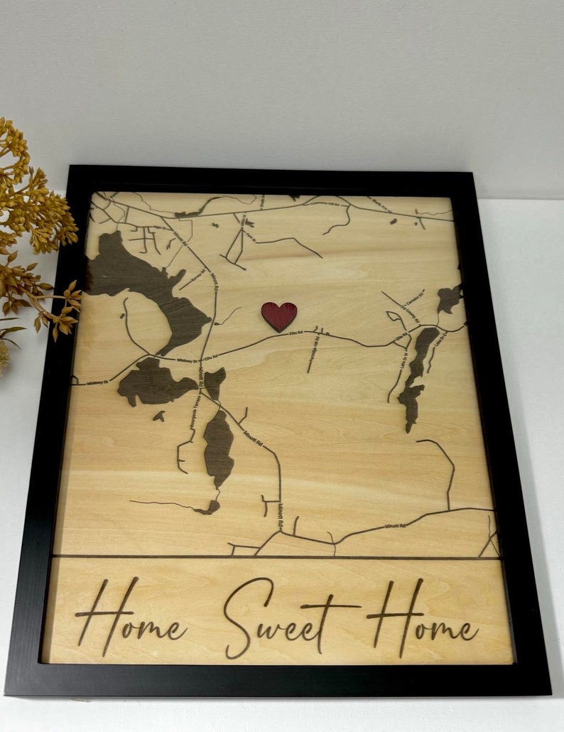 City Map,Laser Cut Map, wood map, Our Home,where the heart is, custom map gift, laser engraved gifts, engraved map,Anniversary gift,map gift image 5