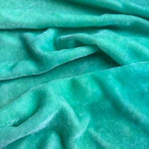 Minty | hand dyed silk velvet panel | raw edge silk velvet