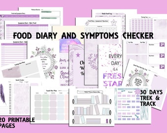 FOOD DIARY & Digestive Health Symptom Tracker. Plan and Track your Eating to Help Improve Digestive Health. Instant Download pdf.