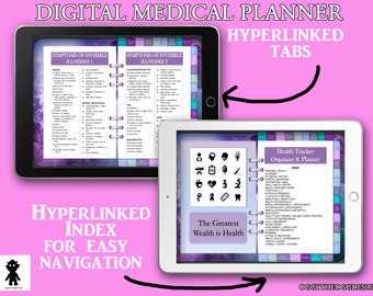 Ensemble DIGITAL Medical Health PLANNER. Un carnet numérique - Suivez vos conditions médicales, vos symptômes, vos rendez-vous, créez des planificateurs de bricolage et plus encore.