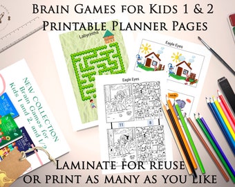 PRINTABLE Activities for Kids 7+, Downloadable Book with Printable Brain Games, Kids Games Printable, Instant Digital Download pdf
