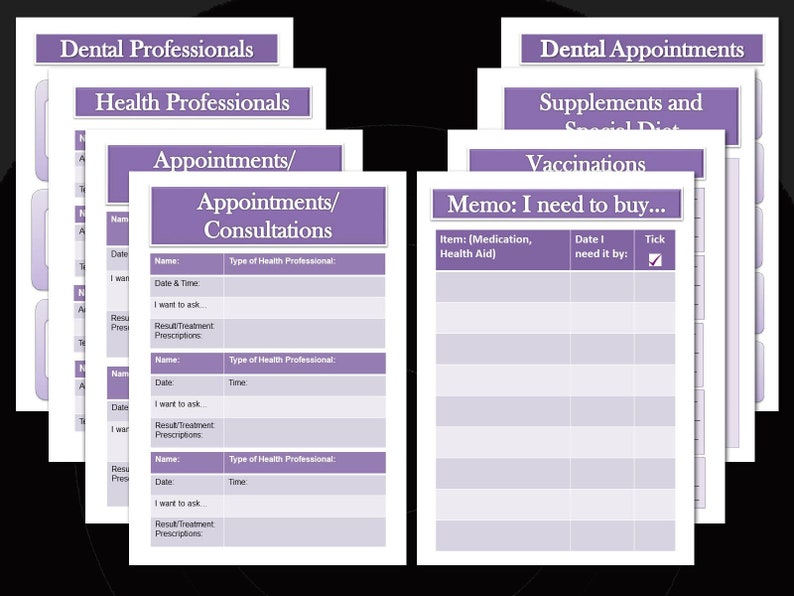 Printable Medical Planner TRACK, ORGANISE, PLAN all your health care needs from Chronic Illness to wellness. image 5