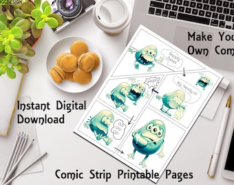 Plantillas imprimibles para tiras cómicas – Diseños de manga y novelas gráficas (Descarga en PDF)