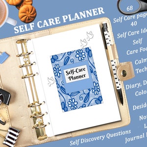 Printable SELF CARE PLANNER Bundle - Instant Download. Mood Trackers + Colouring. Wellness Planner For Mental Health, Anxiety + Positivity.