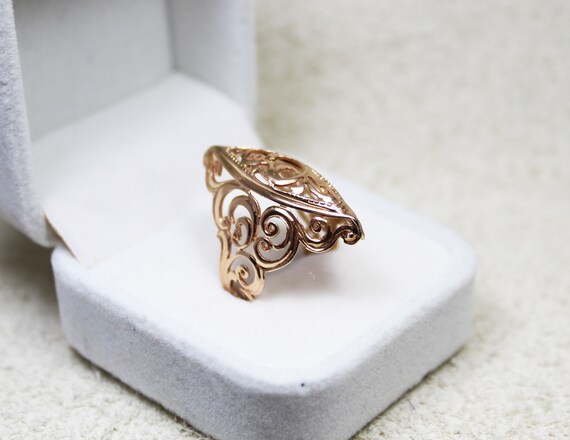 Vintage 14K Gold ring, made in USSR, 1970s. Gift,