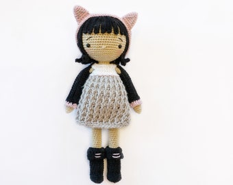 Bianca the Cat Girl PDF amigurumi crochet doll PATTERN ONLY  in English, Francais, Español