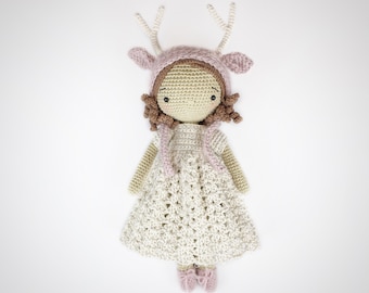 Winter the Deer Girl PDF amigurumi crochet doll PATTERN ONLY (English, Deutsch, Español, Français)