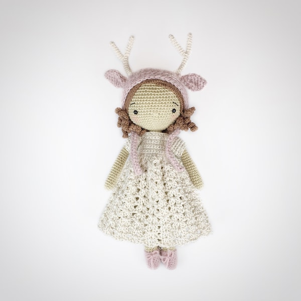 Winter the Deer Girl PDF amigurumi crochet doll PATTERN ONLY  (English, Deutsch, Español, Français)