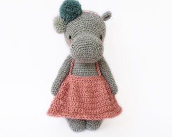 Ruby l'Hippo Amigurumi crochet PATTERN ONLY hippopotame fait à la main PDF en Anglais, Español, Français