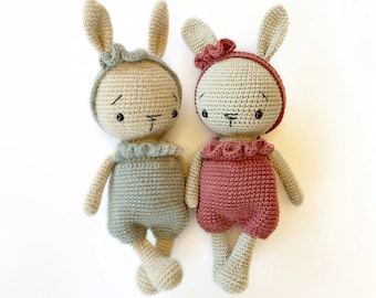 Edith the Little Bunny Amigurumi crochet PATTERN ONLY rabbit PDF in English, Espagñol, Français, Deutsch