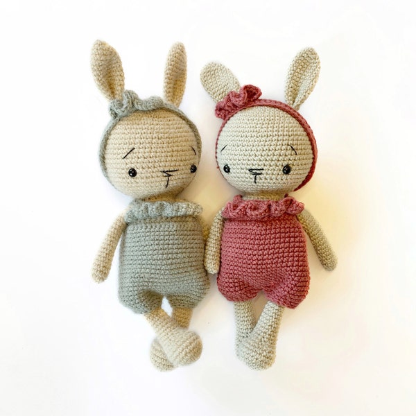 Edith the Little Bunny Amigurumi crochet PATTERN ONLY rabbit PDF in English, Espagñol, Français, Deutsch