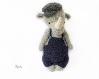 Noah de verlegen neushoorn Amigurumi haakpatroon ALLEEN handgemaakte neushoorn PDF in het Engels, Español